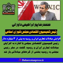 محمدرضا پورابراهیمی داورانی ؛ رئیس کمیسیون اقتصادی مجلس شورای اسلامی : افزایش مبادلات تجاری ایران و روسیه به بیش از ۳ میلیارد دلار